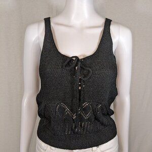 LISA SAYS GAH Black Knitted Sweater Tank Top Women's Size XS/S NWT
